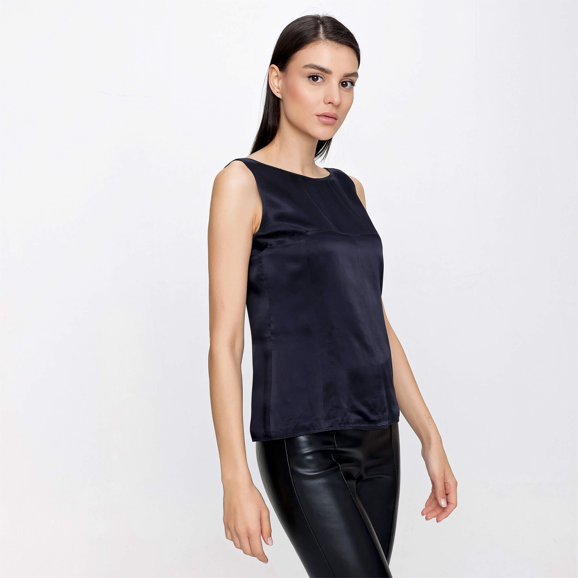 Chanel - Black Silk Thick Straped Blouse 